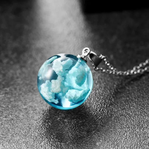 Miniatura 2 de Lroxiy Collares para mujeres y niñas, diseño creativo de girasol copo de nieve azul cielo hoja colgante cadena de San Valentín regalos joyería