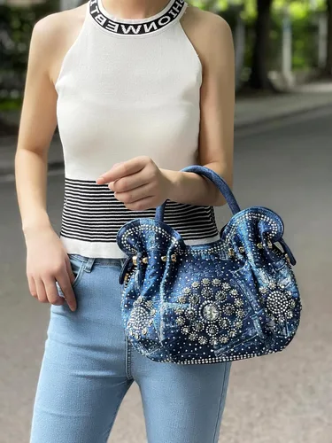 Miniatura 6 de Bolso de noche con diamantes de imitación para mujer, bolso de hombro con cristales brillantes, para bodas, fiestas, bolsos de mano
