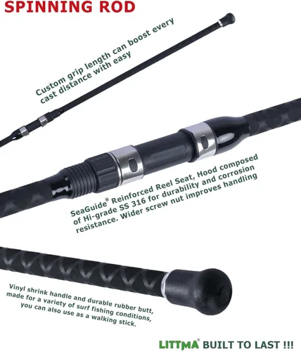 Miniatura 3 de LITTMA Cañas de surf LITTMA Surf Spinning Rod Surf Cañas de surf Agua Salada 12 pies 9 pies 10 pies 11 pies Caña de surf de grafito Caña de surf