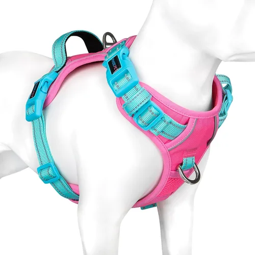 Miniatura 26 de PHOEPET Arnés para perro sin tirones, chaleco para perro reflectante ajustable de colores únicos, con mango de entrenamiento suave, clips de metal