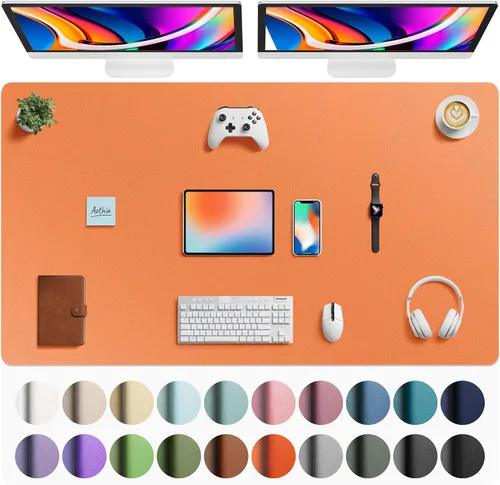 Miniatura 97 de Aothia - Protector de escritorio de cuero sintético, base para mouse, superficie antideslizante e impermeable para escribir y para laptop
