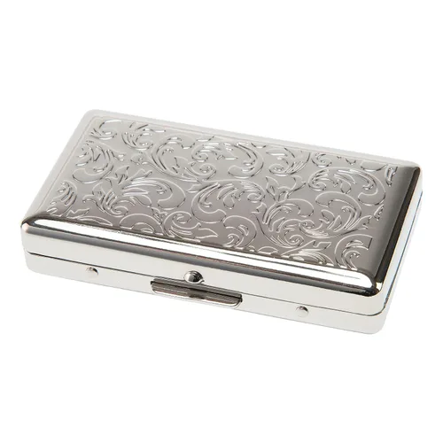 Miniatura 4 de Estuche de metal casual RYO Mini latón antiguo belleza arábesco caja de tabaco enrollado a mano, uso delgado, capacidad para 12 cigarrillos