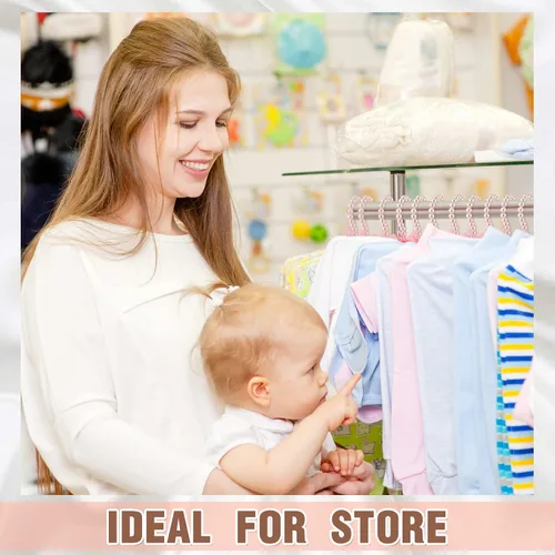 Miniatura 5 de Threan Rosa 12 piezas de perchas de ropa con cuentas de perlas mini con cuentas de perlas pequeñas de metal con cinta, estándar para niños, bebés