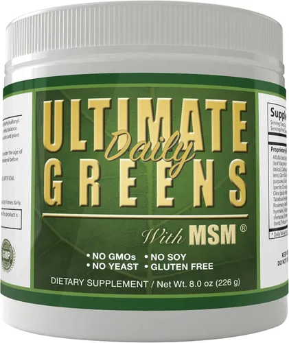 Miniatura 7 de Daily Health, Ultimate Greens con MSM en polvo, ingredientes naturales veganos sin gluten, soja, sin OMG, superalimento, bebida nutricional vegetal