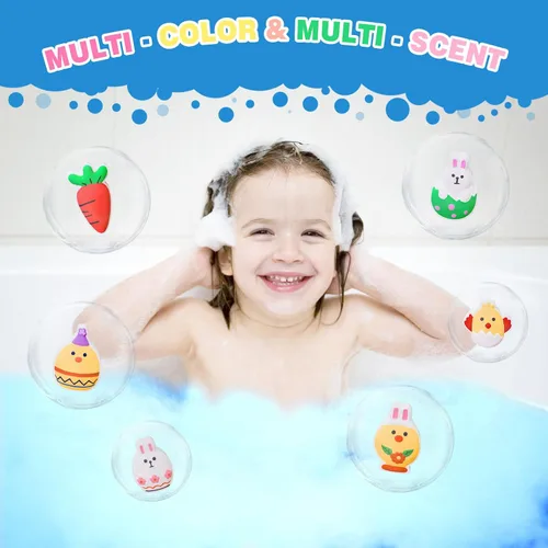 Miniatura 5 de Bombas de baño de Pascua para niños, rellenos de cesta de Pascua para adolescentes, paquete de 6 unidades para niños y niñas, formas de conejito