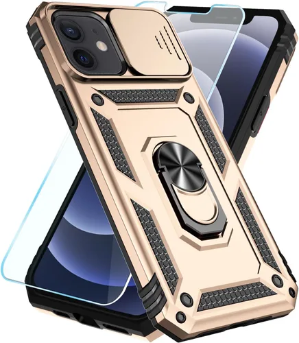 Miniatura 9 de SunStory Funda compatible con iPhone 12 Pro Max con protector de pantalla HD, cubierta de cámara deslizante y soporte de anillo giratorio