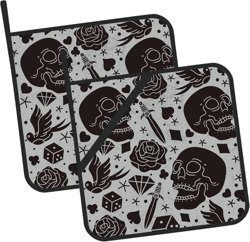 Miniatura 8 de Juego de 2 soportes para macetas abstractas hippie, resistentes al calor, para microondas, hornear, horno, platos finales y barbacoa Flor hippie