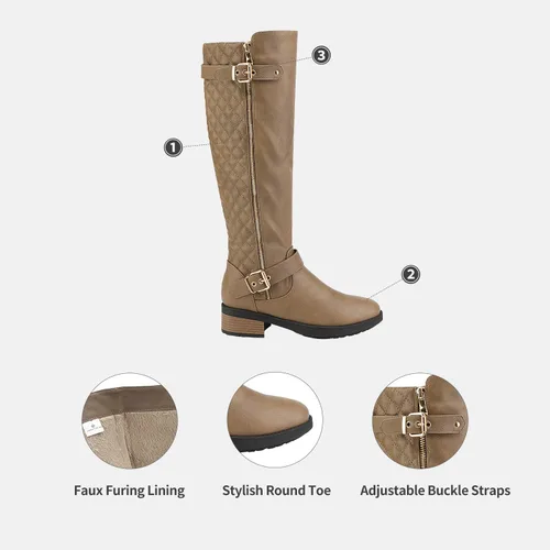 Miniatura 3 de DREAM PAIRS - Botas de montar de invierno para mujer, cómodas, hasta la rodilla y de pantorrilla ancha