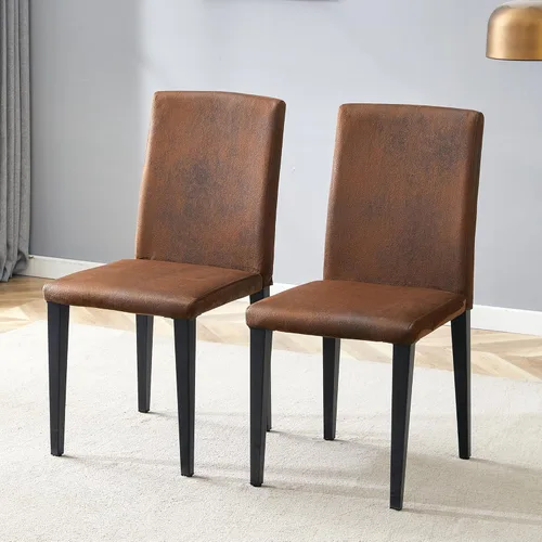Miniatura 8 de AZmac Juego de 2 sillas de comedor modernas negras, sillas de cocina tapizadas de piel sintética con respaldo alto y asiento acolchado, sillas