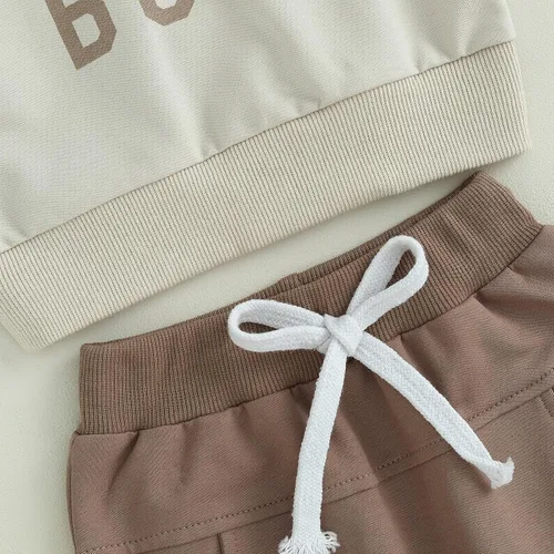 Miniatura 40 de Conjunto de 2 piezas de sudadera de manga larga con cuello redondo y pantalones casuales para bebés y niños pequeños