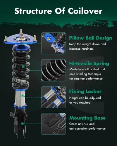 Miniatura 4 de Kit de bajada de bobinado de altura de amortiguación ajustable SCITOO Damper Coilover Suspensión apta para 2016-2017 para Subaru para Crosstrek