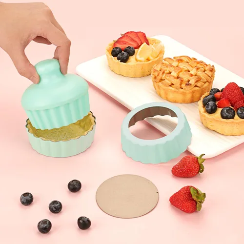 Miniatura 3 de Juego de mini sartenes para tartas, 6 sartenes de 3.6 pulgadas con parte inferior extraíble y manipulador de tartas, sartén extra profunda de 1