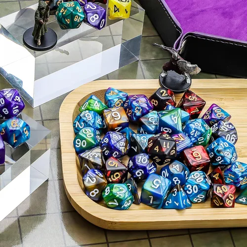 Miniatura 8 de CiaraQ Juego de dados poliédricos - Dados para juegos de rol DND para Calabozos y Dragones, juego de mesa RPG, doble color, 35 piezas