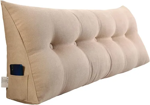 Miniatura 9 de Cojín grande triangular para cabecero, suave para cabecero, cojín para sofá cama, soporte de posicionamiento, almohada de lectura de cuña, gris
