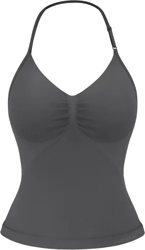 Miniatura 14 de YEOREO SoftHue Impact Longline Top de Tirantes para Mujer Camiseta sin Mangas Halter para Ejercicio sin Espalda Gimnasio Longline con Correa