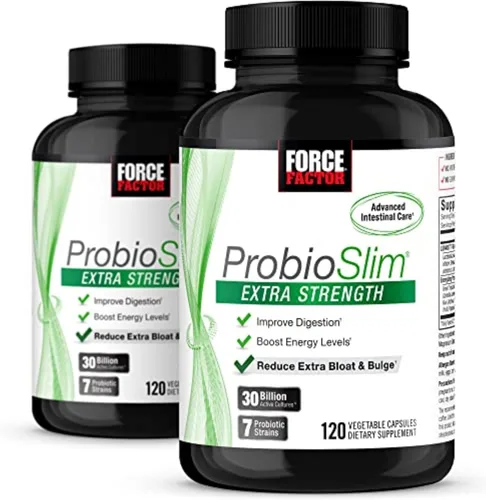 Force Factor ProbioSlim Suplemento probiótico extra fuerte para mujeres y hombres con 30 mil millones de UFC y extracto de té verde para apoyo a la