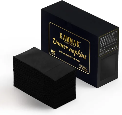 Miniatura 6 de KAMMAK Servilletas Negras Desechables con Bolsillo para Boda, Servilletas Decorativas de Cena de Papel, Paquete de 100, Toallas de Mano de Invitado