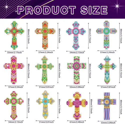 Miniatura 4 de Glenmal 12 llaveros de pintura de diamante de Pascua, kits de llaveros de arte de diamantes de cruz para adultos, cruces religiosas, adornos 5D
