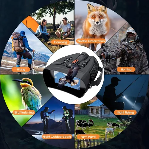 Miniatura 8 de Binoculares de visión nocturna, gafas de visión nocturna 4K para adultos con 7 niveles de IR, batería recargable de 5000 mAh, tarjeta TF de 32 GB