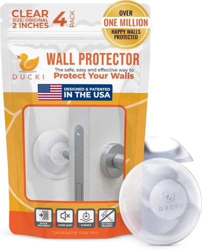 Miniatura 13 de Ducki Topes de puerta para pared de 2 pulgadas (paquete de 6 transparentes), autoadhesivos y discretos, protector de pared para pomo de puerta