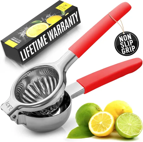 Miniatura 12 de Zulay Kitchen Exprimidor de limón de acero inoxidable, antideslizante, diseño ergonómico con cuenco exprimidor sólido y resistente, exprimidor negro