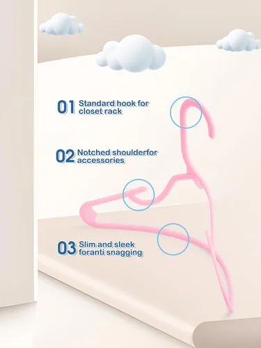 Miniatura 6 de SMARTOR Paquete de 60 perchas para bebé, perchas de plástico de 11.7 pulgadas para armario, perchas para ropa infantil y perchas para bebés, perchas