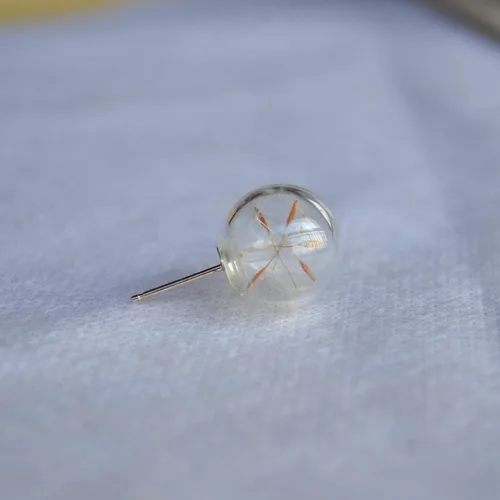 Miniatura 6 de Pendientes de tuerca de plata de ley 925 hechos a mano con diseño de flor real de diente de león
