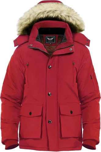 Miniatura 7 de Men's Winter Thicken Coat Warm Faux Fur Lined Padded Puffer Parka Jacket with Removable Hood
