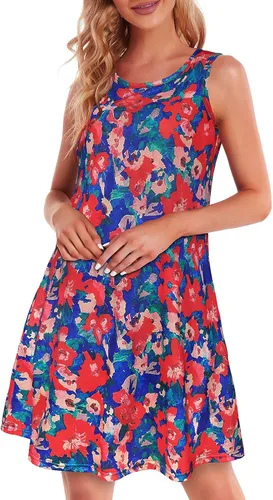Miniatura 2 de Vestidos florales para mujer, estilo bohemio, para el verano, para la playa, plisado, sin mangas, vestidos de verano 2023, trajes de vacaciones a