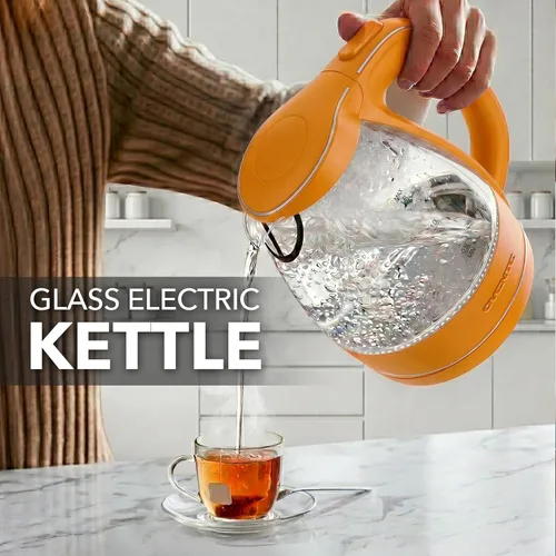 Miniatura 7 de OVENTE Hervidor Eléctrico, 1.5L de Vidrio de Borosilicato para Encimera, Calentador y Hervidor de Agua para Café o Té, Libre de BPA, Apagado Naranja