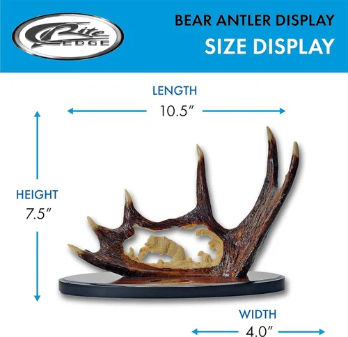 Miniatura 5 de SZCO Cuchillo de asta de oso con soporte de exhibición de 15.25 pulgadas, cuchillos decorativos marrones con mango de ciervo, hoja de acero