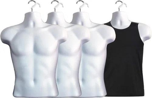 Miniatura 17 de Maniquí masculino con espalda hueca y cuerpo apilable con ganchos para colgar para exhibición de camisetas, encimera, ferias de manualidades, fotos