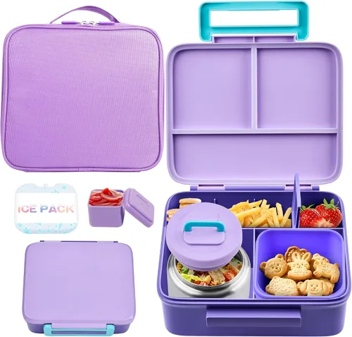 Miniatura 9 de Lonchera Bento para niños con termo, a prueba de fugas, con tarro de comida aislado de 8 onzas, bolsa de almuerzo, sin BPA, apta para lavavajillas
