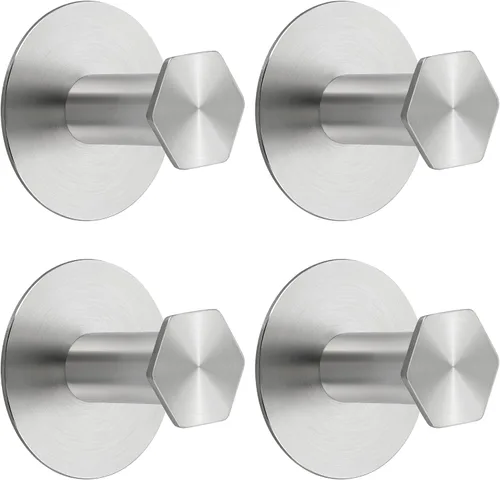 Miniatura 16 de SAYAYO Ganchos autoadhesivos para colgar, ganchos para colgar abrigos de pared, gancho negro mate para toallas para baños, gancho para pegar