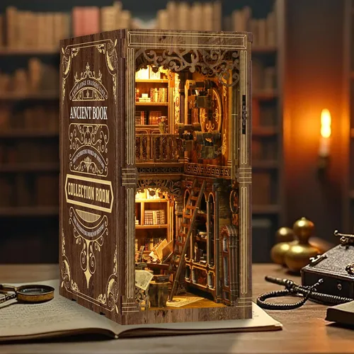 Miniatura 3 de Kit de Rincón de Libros, Kit de Casa en Miniatura DIY, Kit de Construcción de Mini Casa, Kit de Casa de Muñecas en Miniatura para Adultos