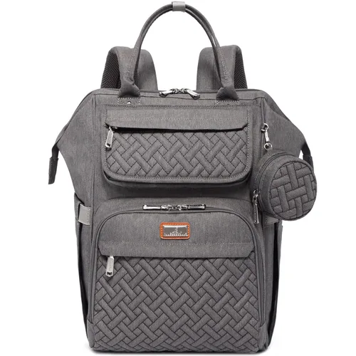 BabbleRoo - Mochila para pañales, mochilas grandes multifuncionales con almohadilla cambiadora y correas para cochecito y funda para chupón, unisex,