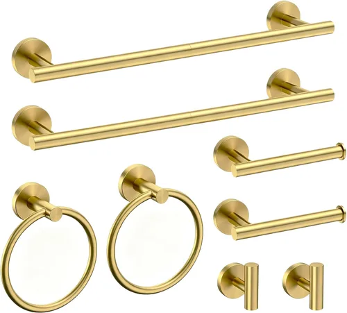 Miniatura 22 de USHOWER Juego de accesorios de baño de níquel cepillado, juego moderno de barra de toalla de 24 pulgadas montado en la pared, juego de accesorios