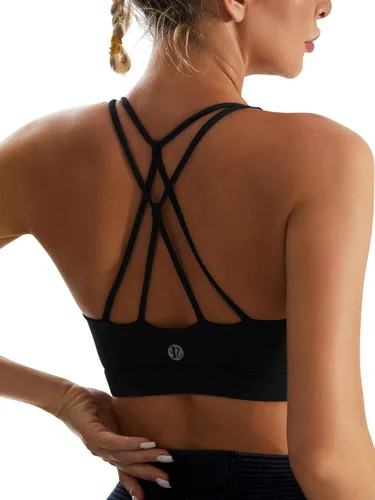 Miniatura 74 de Brasieres deportivos para mujer, con relleno, tipo camiseta sin mangas, sexis, con espalda cruzada, de alto impacto, largos, ideales para practicar