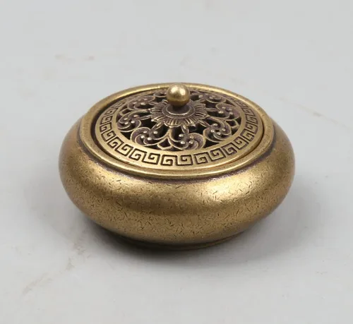 Miniatura 2 de Latón chino mini incensario estatua quemador incienso loto cobre adornos escritorio decoración del hogar