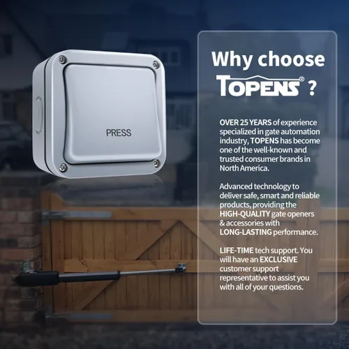 Miniatura 8 de TOPENS TC148 - Interruptor de liberación con cable montado en la superficie para abridor automático de puertas, sistema de control de acceso