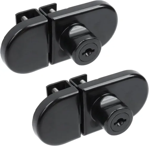 Miniatura 9 de Cerradura de vitrina sin taladro para vidrio de 0.2 a 0.3 pulgadas, llave igual, montaje puerta a puerta, 2 juegos ovalados cromados de 3.35 x 1.49