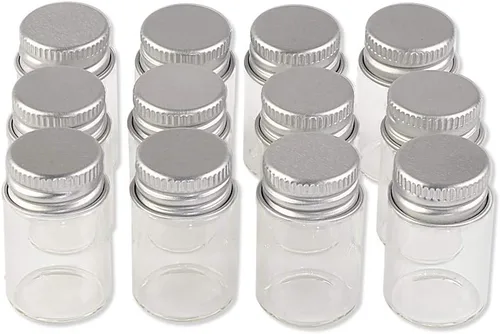 Miniatura 10 de 100 unidades 0.5 fl oz botellas de vidrio con tapa de metal vacío pequeña botella de deseos frascos de vidrio (100, 0.5 fl oz)