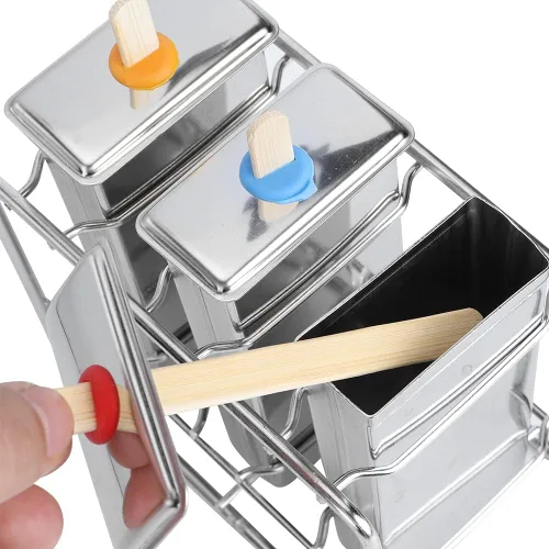 Miniatura 6 de 3 moldes de paletas de acero inoxidable, máquina de paletas de hielo con soporte de acero inoxidable, 55 varillas, 10 bolsas de almacenamiento, kit