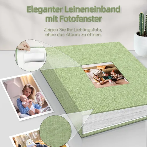 Miniatura 2 de popotop - Álbum de fotos de 4 x 6 pulgadas con 100 fotos, libros de fotos con 100 bolsillos verticales, cubierta de lino, álbumes para fotos Verde