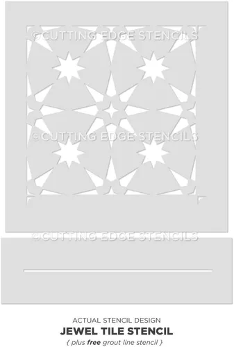 Plantilla de azulejos Jewel – Plantilla reutilizable para suelo y azulejos para pintar – Fácil cambio de imagen de baño y cocina – Alternativa de