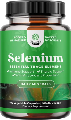 Cápsulas de selenio sin levadura de 200 mcg – Suplemento de selenio de alta potencia para inmunidad antioxidante y apoyo tiroideo mineral esencial –