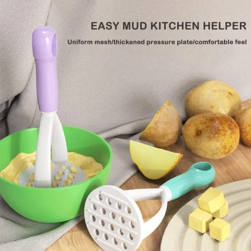1 triturador manual de patatas de silicona de color aleatorio, triturador de utensilios de cocina, mini triturador de papas para utensilios de
