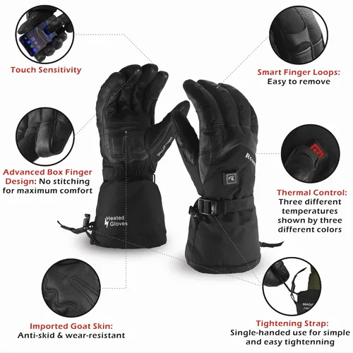 Miniatura 2 de Roaming Guantes calefactados recargables para hombres y mujeres, guantes de esquí con calefacción eléctrica para motocicleta, snowboard, patinaje