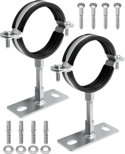 2 soportes de tubo ajustables de 3 pulgadas, colgador de tubo de anillo dividido, correa de pared de ventilación B resistente, correa redonda de