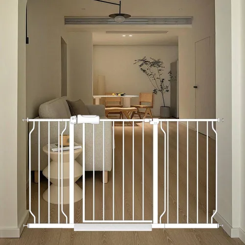 Miniatura 9 de Puerta extra ancha para bebé, 4.72 pulgadas, extensiones de paseo a través de la puerta del bebé, montaje a presión, cierre automático, puertas